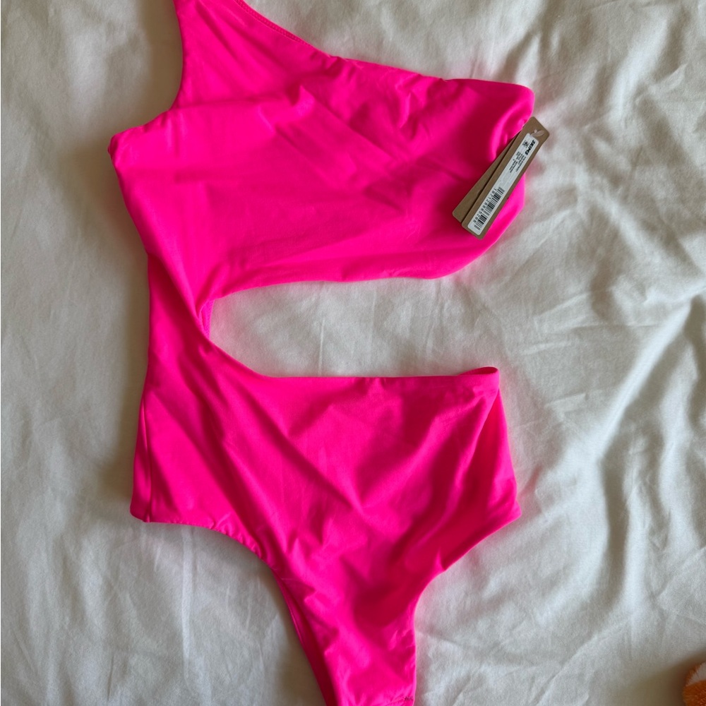 Vibrant Pink One-Shoulder Bodysuit. Never been worn from Skims